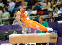 İdman gimnastikası üzrə fərdi çoxnövçülük yarışlarında ölkəmizi kişilər arasında Oleq Stepko təmsil edir. Bakı, Azərbaycan, 18 iyun 2015